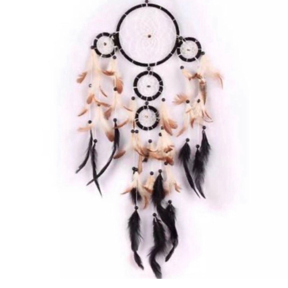 Bohemian Black and Cream Feather Dreamcatcher Wall Decor
